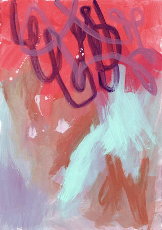 my boredom is joyful 5 x 7 in. acrylic on mixed media paper, 2024